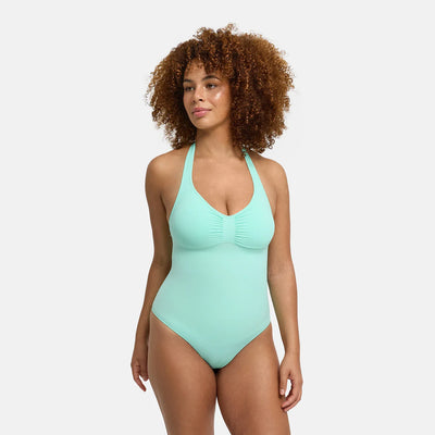 Neckholder Bodysuit Sculpting Shapewear mit integrierten Pads mit Slip