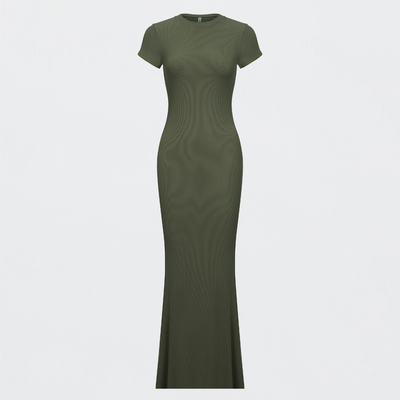 Ribbed T-Shirt Maxikleid