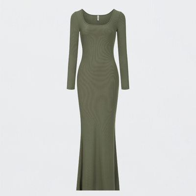 Ribbed Long Sleeve Maxikleid