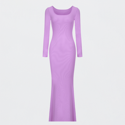 Ribbed Long Sleeve Maxikleid