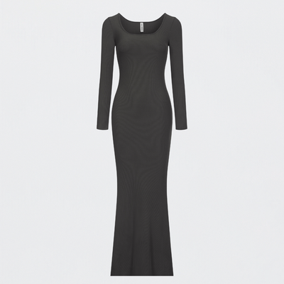 Ribbed Long Sleeve Maxikleid