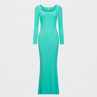 Ribbed Long Sleeve Maxikleid