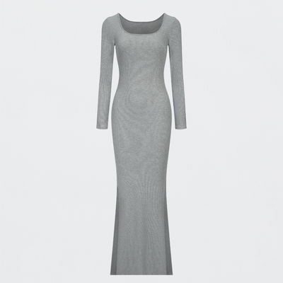 Ribbed Long Sleeve Maxikleid