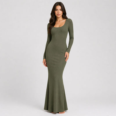 Ribbed Long Sleeve Maxikleid
