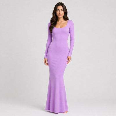 Ribbed Long Sleeve Maxikleid