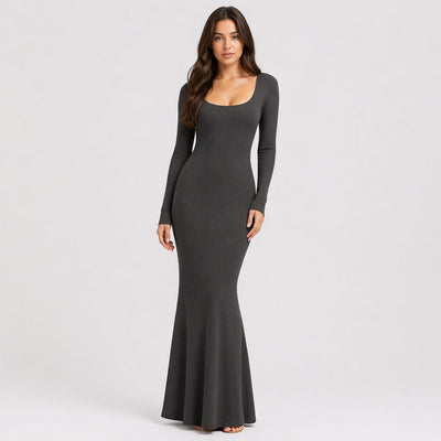 Ribbed Long Sleeve Maxikleid