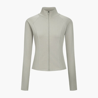 Cotton Body Fitted Zipper Jacke