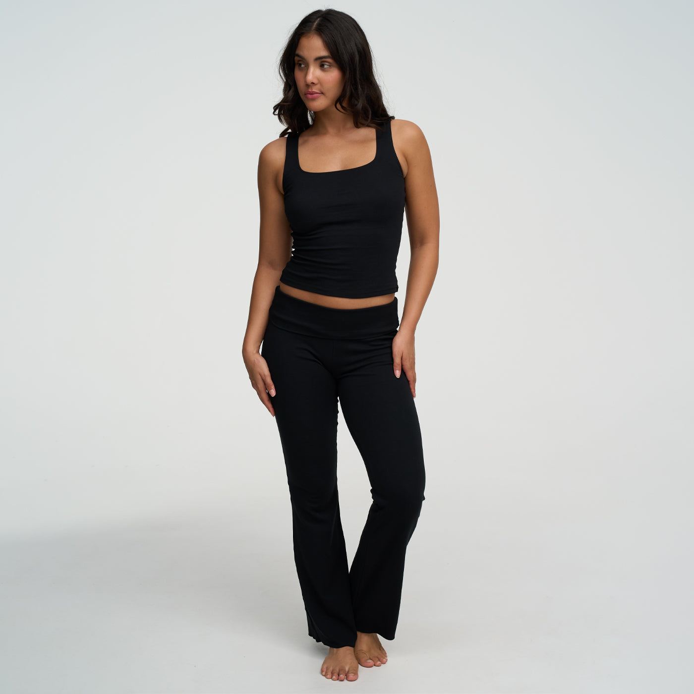 Cotton Tanktop mit eckigem Ausschnitt