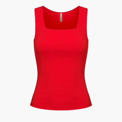 Cotton Tanktop mit eckigem Ausschnitt