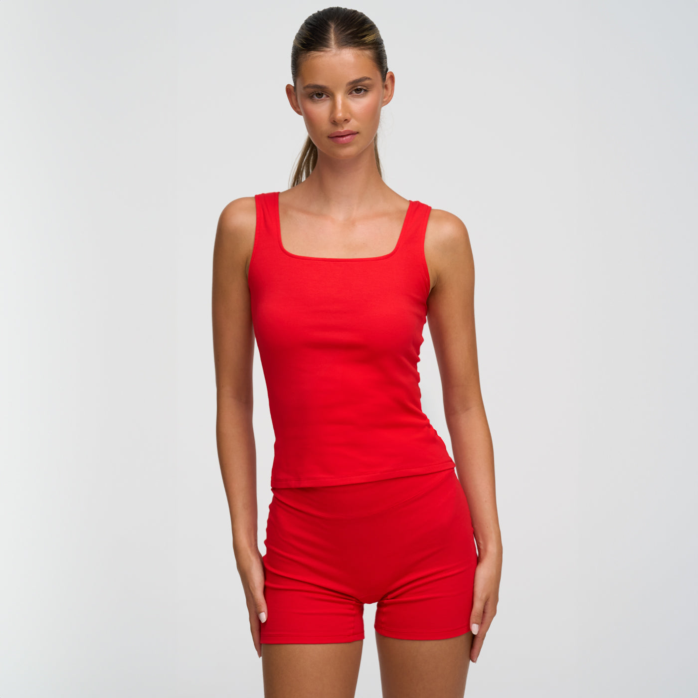 Cotton Tanktop mit eckigem Ausschnitt