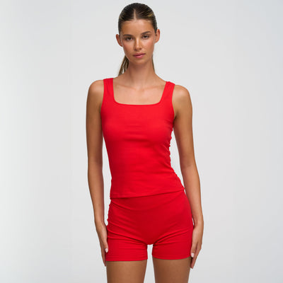 Cotton Tanktop mit eckigem Ausschnitt