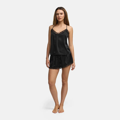 Satin Cami Top mit Spitze